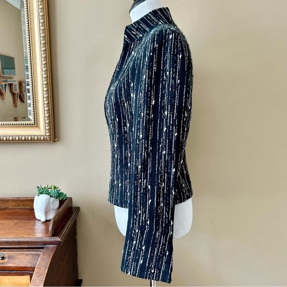 Lafayette 148 New York Black and White Textured Wool Blazer Jacket Split Cuff 6 - Picture 4 of 9